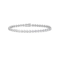 Slanted Heart Shape Diamond Tennis Bracelet (9.74 ct.) in 18K Gold