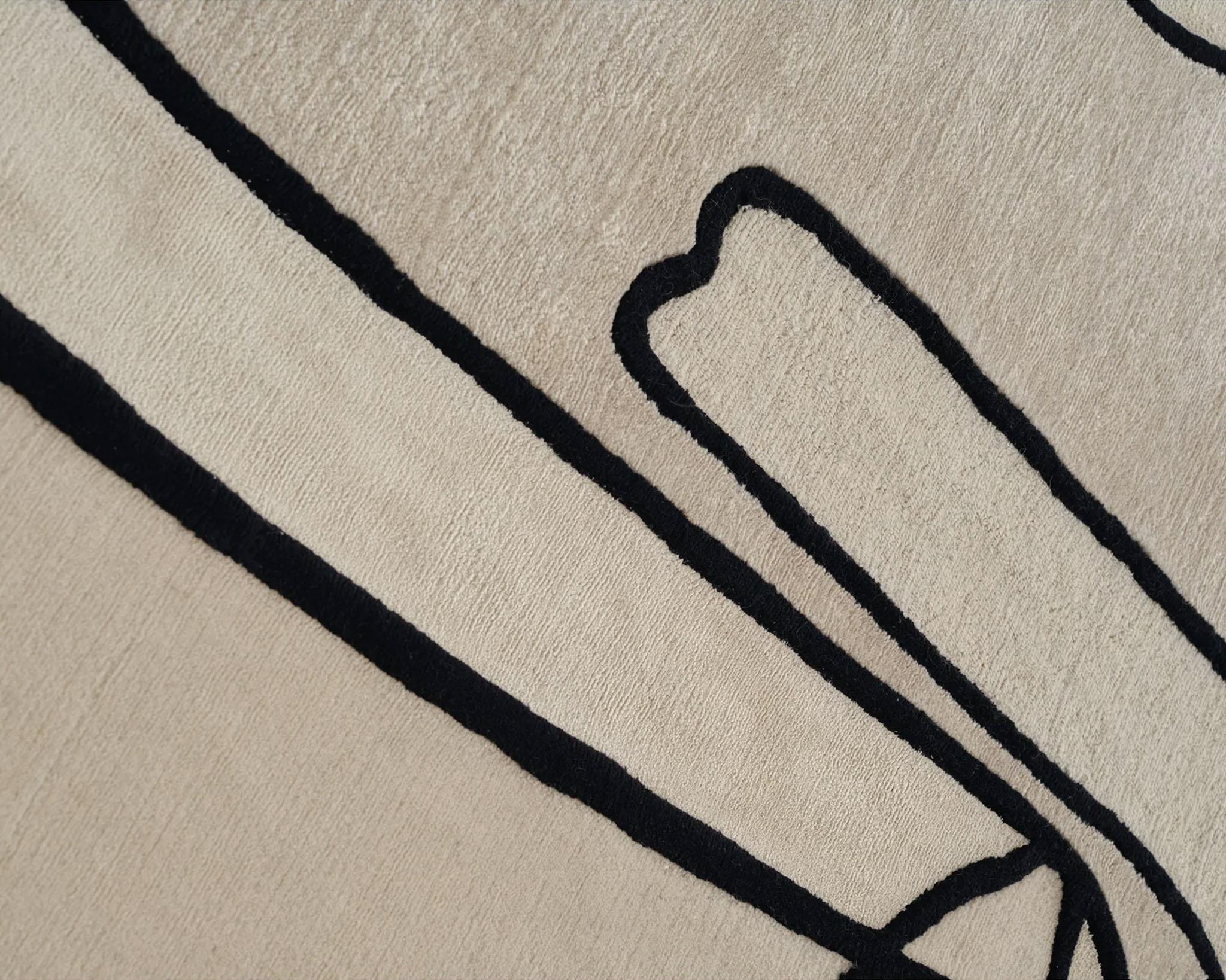 Handgefertigter Teppich „Slanted Self“ von Linie Design, 230 cm, Wolle, Mohair und Seide (Indisch) im Angebot