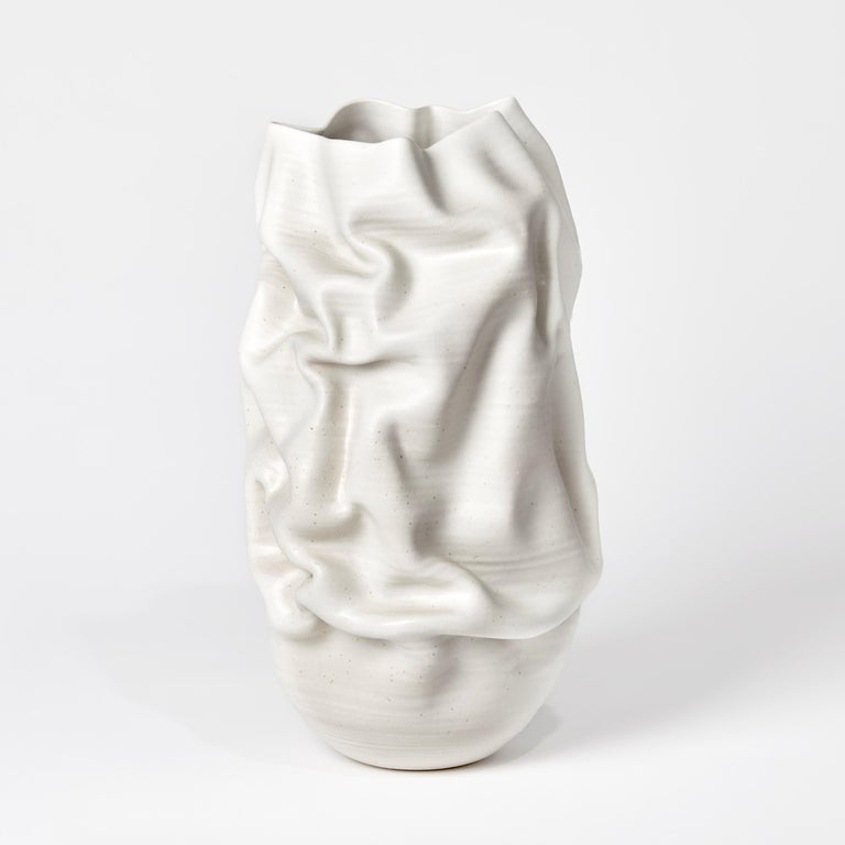 Organic Modern Slashed Crumpled Form No 60, a Ceramic Vessel by Nicholas Arroyave-Portela For Sale