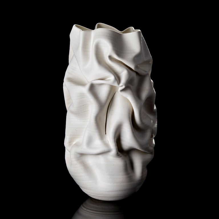 Spanish Slashed Crumpled Form No 60, a Ceramic Vessel by Nicholas Arroyave-Portela For Sale