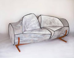 Contemporary Slashed Foam Sofa On Powder Coated Steel Frame And Legs