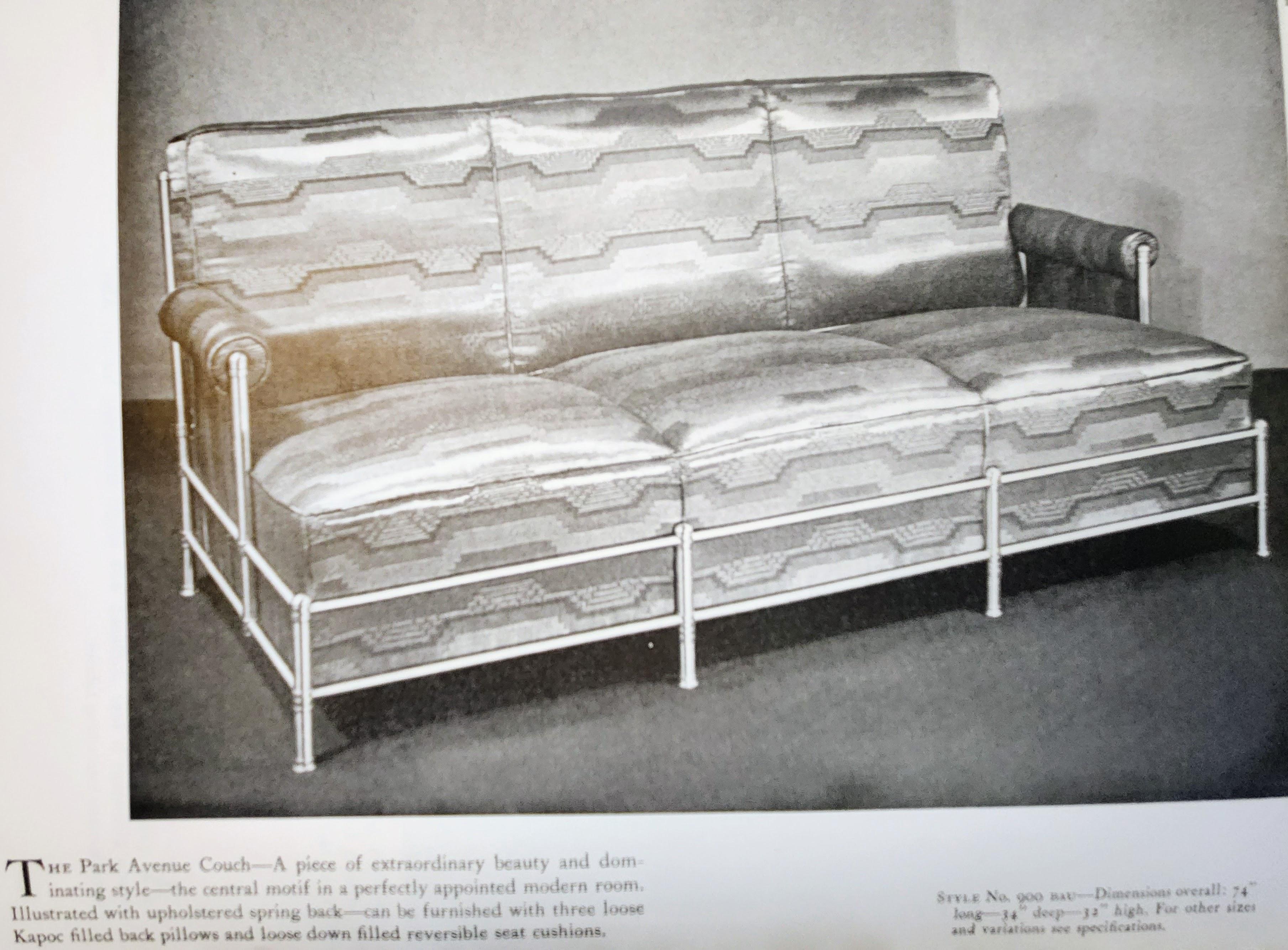 Slat Back Three-Seat Sofa Warren McArthur 1930's For Sale 1