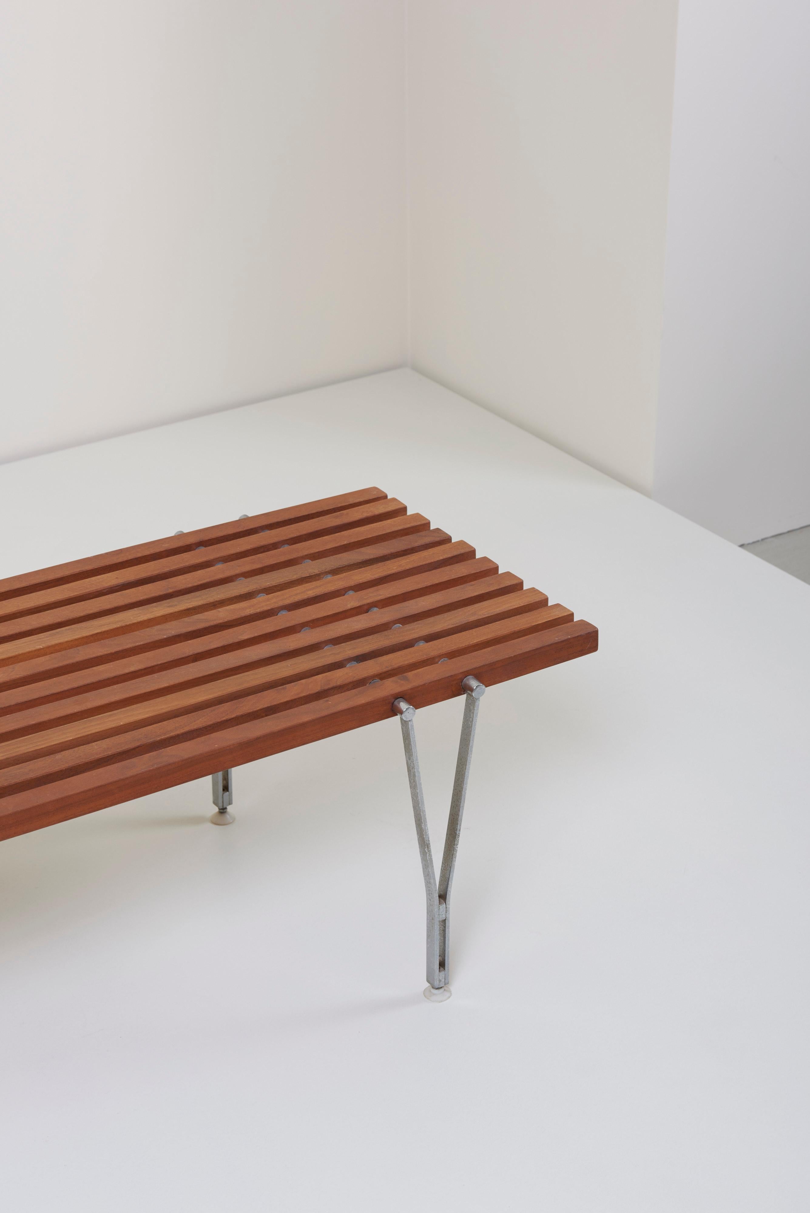 Mid-Century Modern Slat Bench by Hugh Acton, US, 1955 For Sale