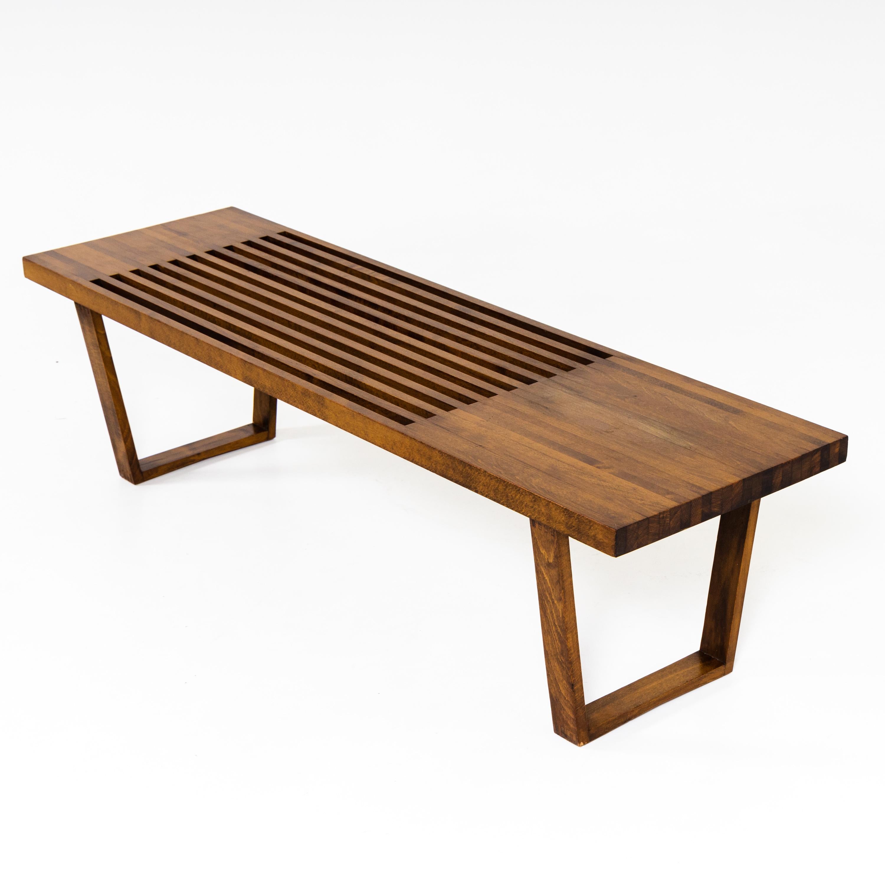 Mid-Century Modern Slat Bench in the Style of George Nelson, Mid-20th Century