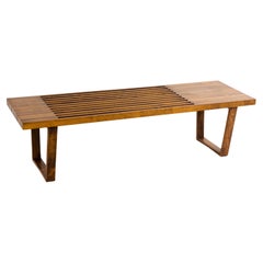 Slat Bench in the Style of George Nelson, Mid-20th Century