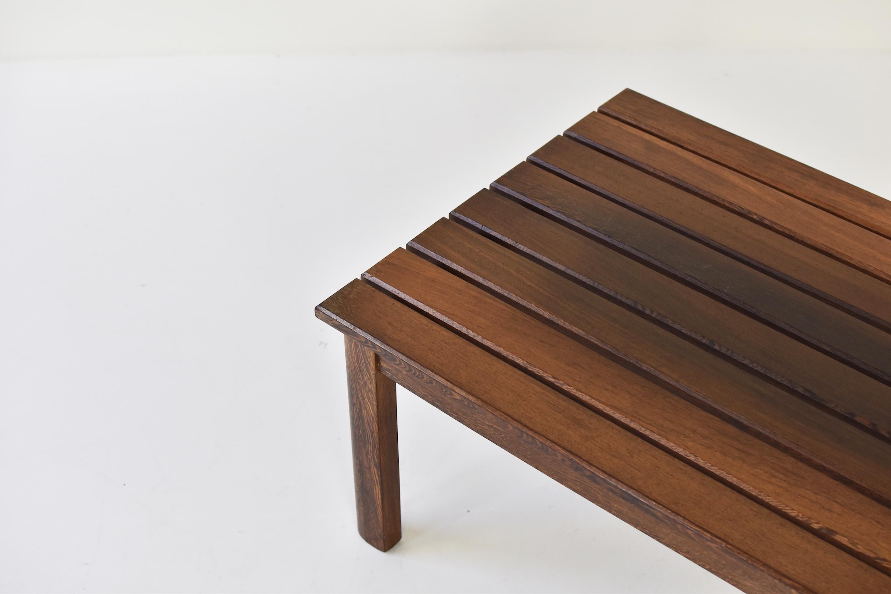 European Slat Bench or Coffee Table in Ash and Wenge Dating from the 1960’s