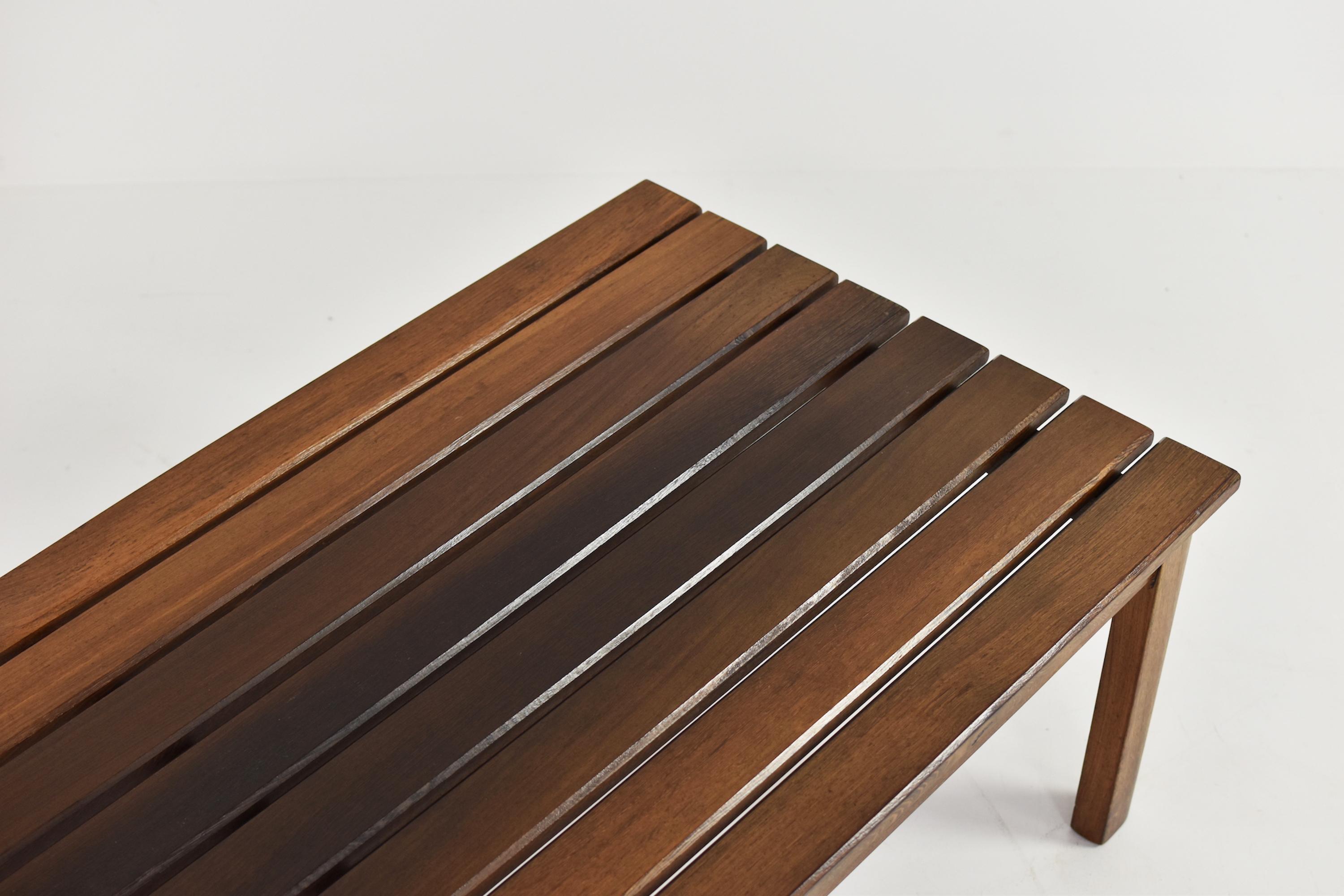 Mid-20th Century Slat Bench or Coffee Table in Ash and Wenge Dating from the 1960’s