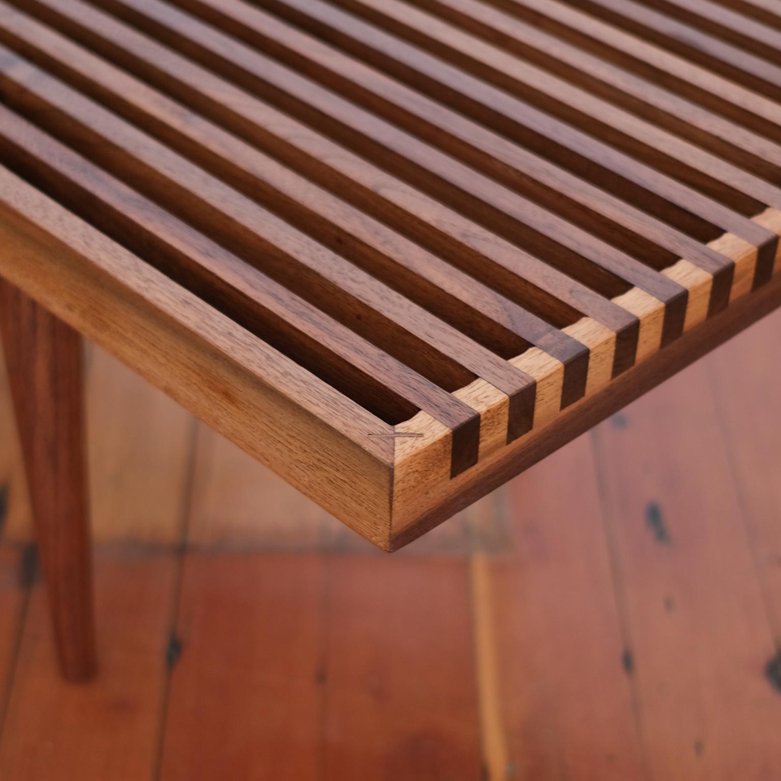 Walnut Slat Coffee Table or Bench by Mel Smilow