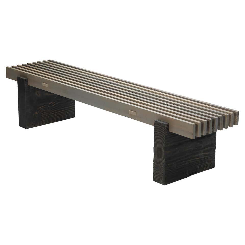 Outdoor Slat Bench in Vertical Grain Douglas Fir Wood Rustic Style For ...