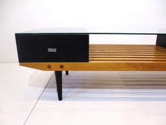 George Nelson styled Slat Wood / Glass Mid Century Coffee Table