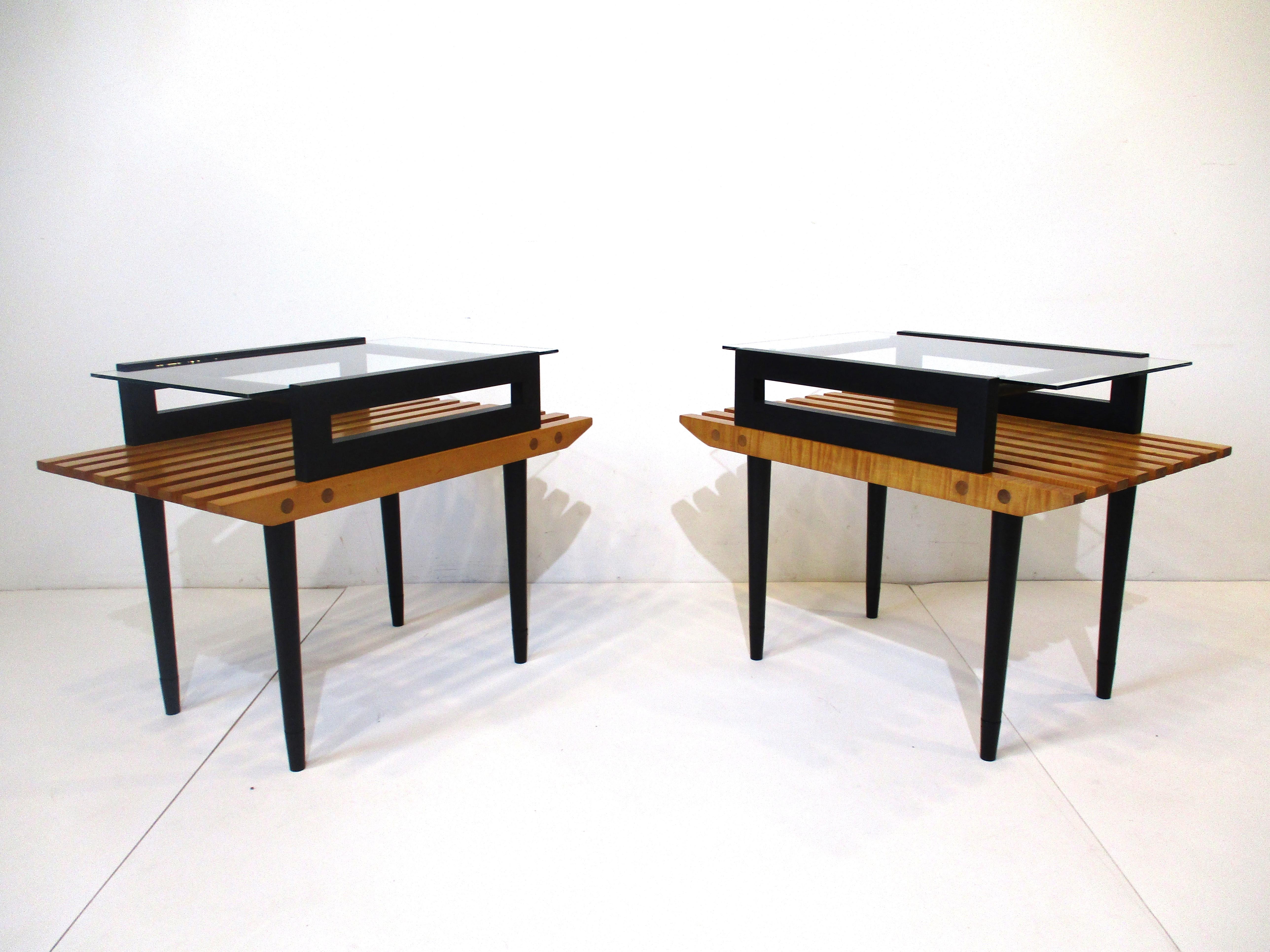 Slat Wood Side Tables in the styled of George Nelson and Herman Miller For Sale 6