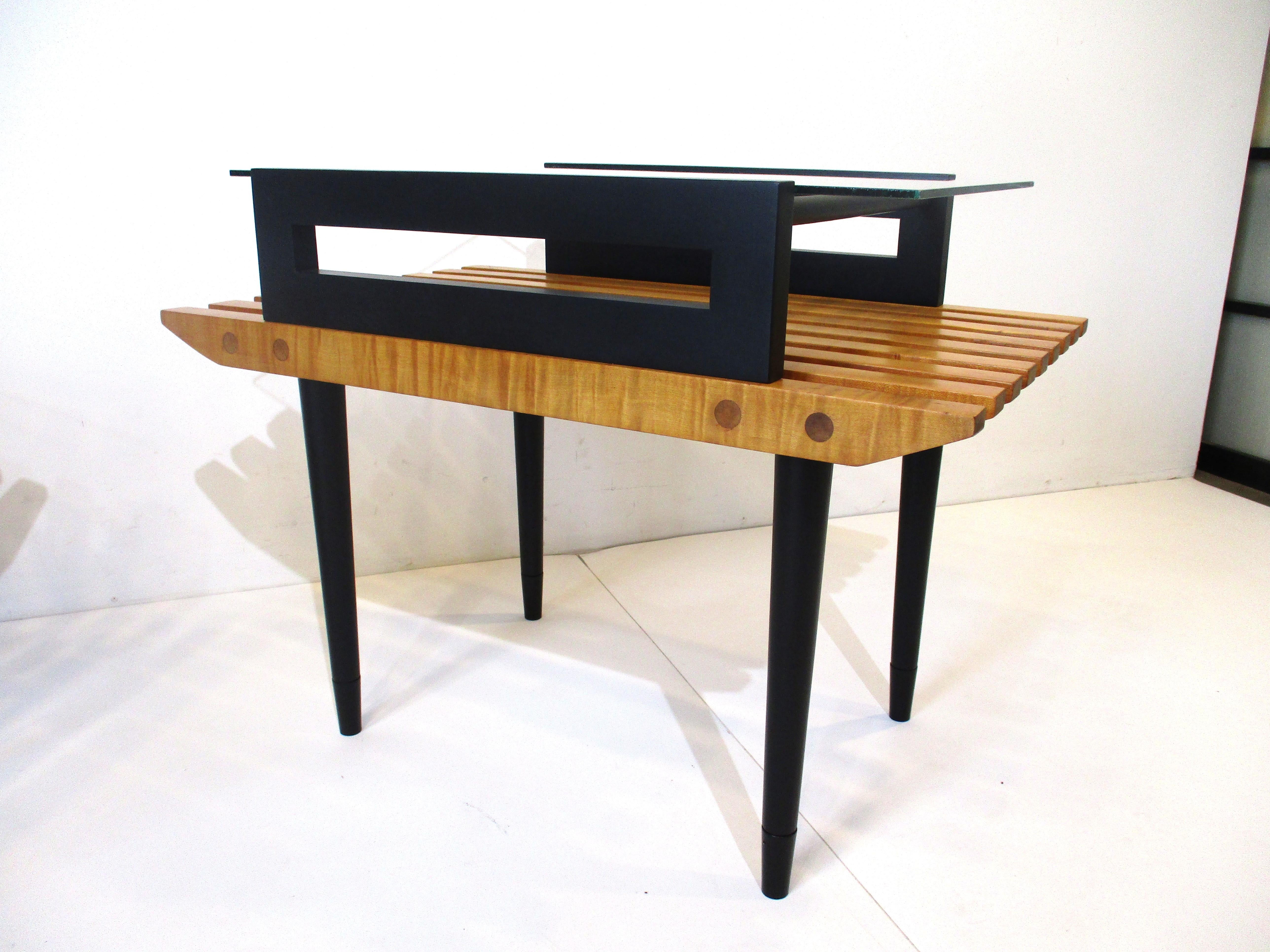 20th Century Slat Wood Side Tables in the styled of George Nelson and Herman Miller For Sale
