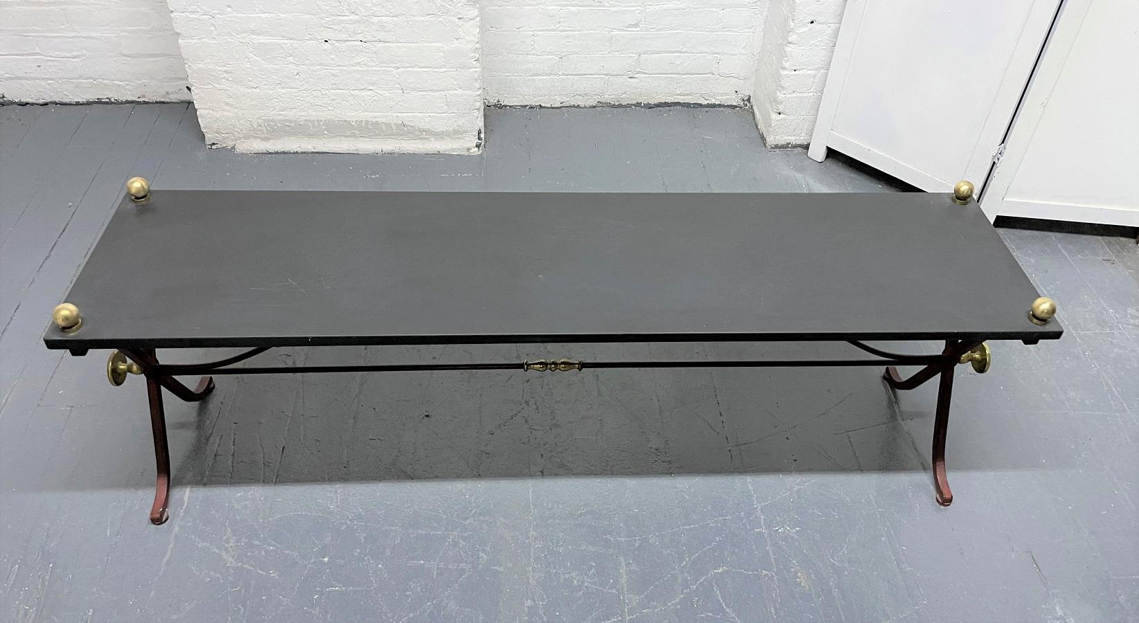 Slate and Brass Coffee Table In Good Condition In New York, NY