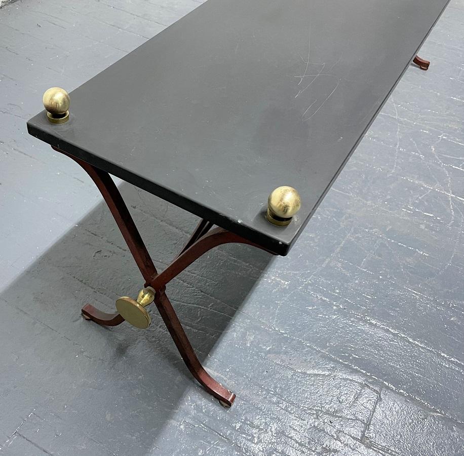 Mid-20th Century Slate and Brass Coffee Table