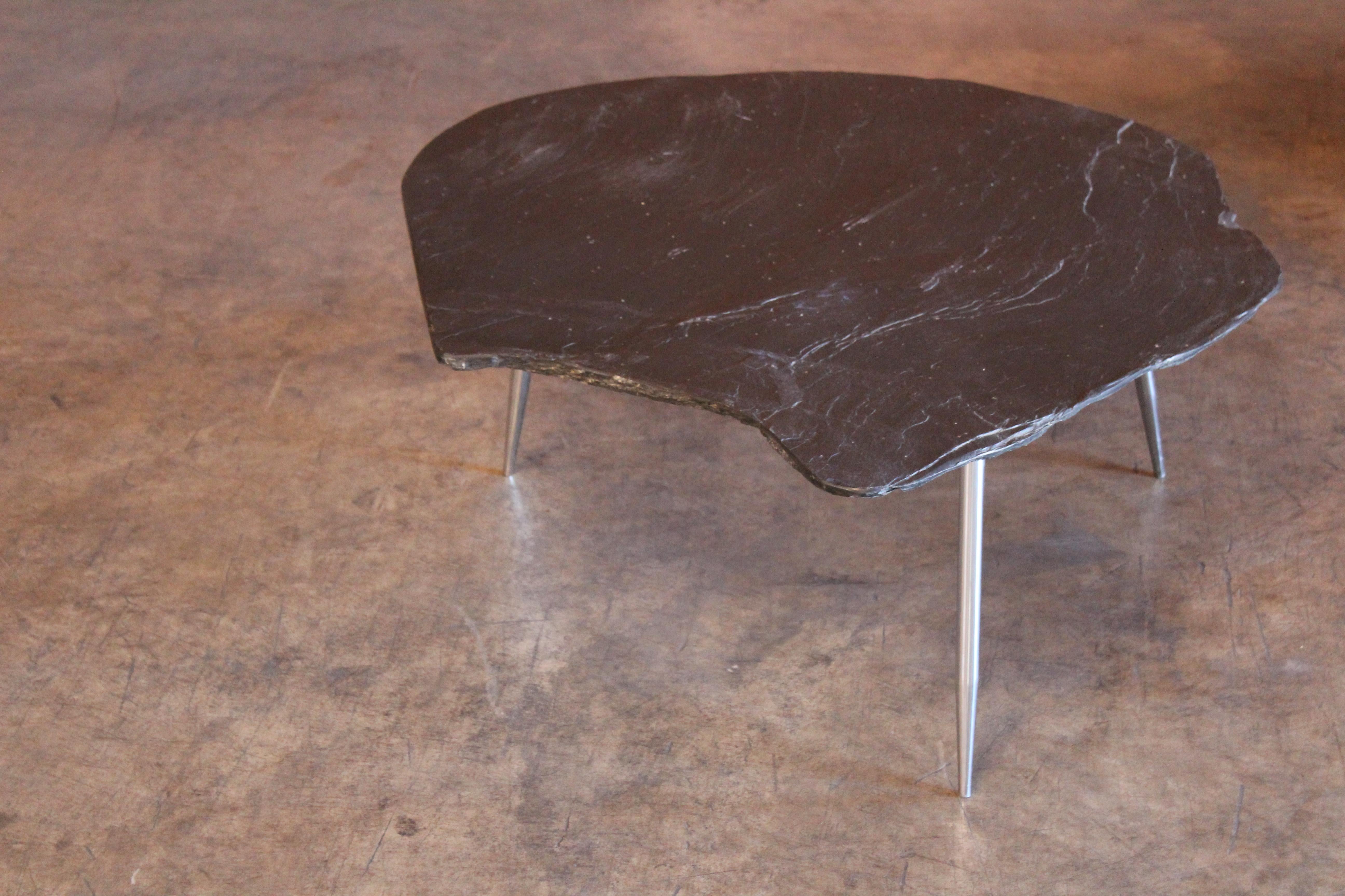 Slate and Chromed Steel Stiletto Leg Table, France, 1960s 1