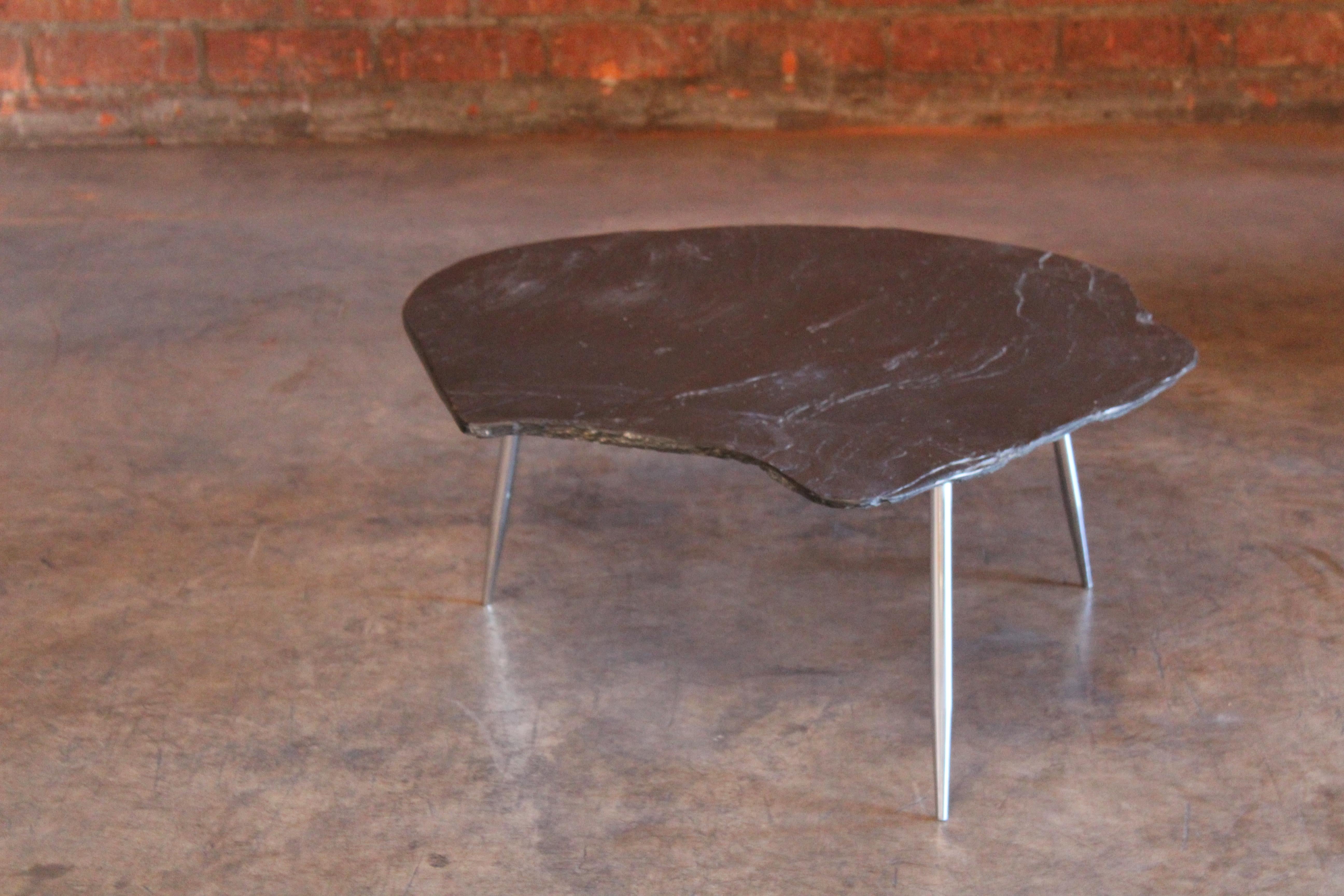 Slate and Chromed Steel Stiletto Leg Table, France, 1960s 2