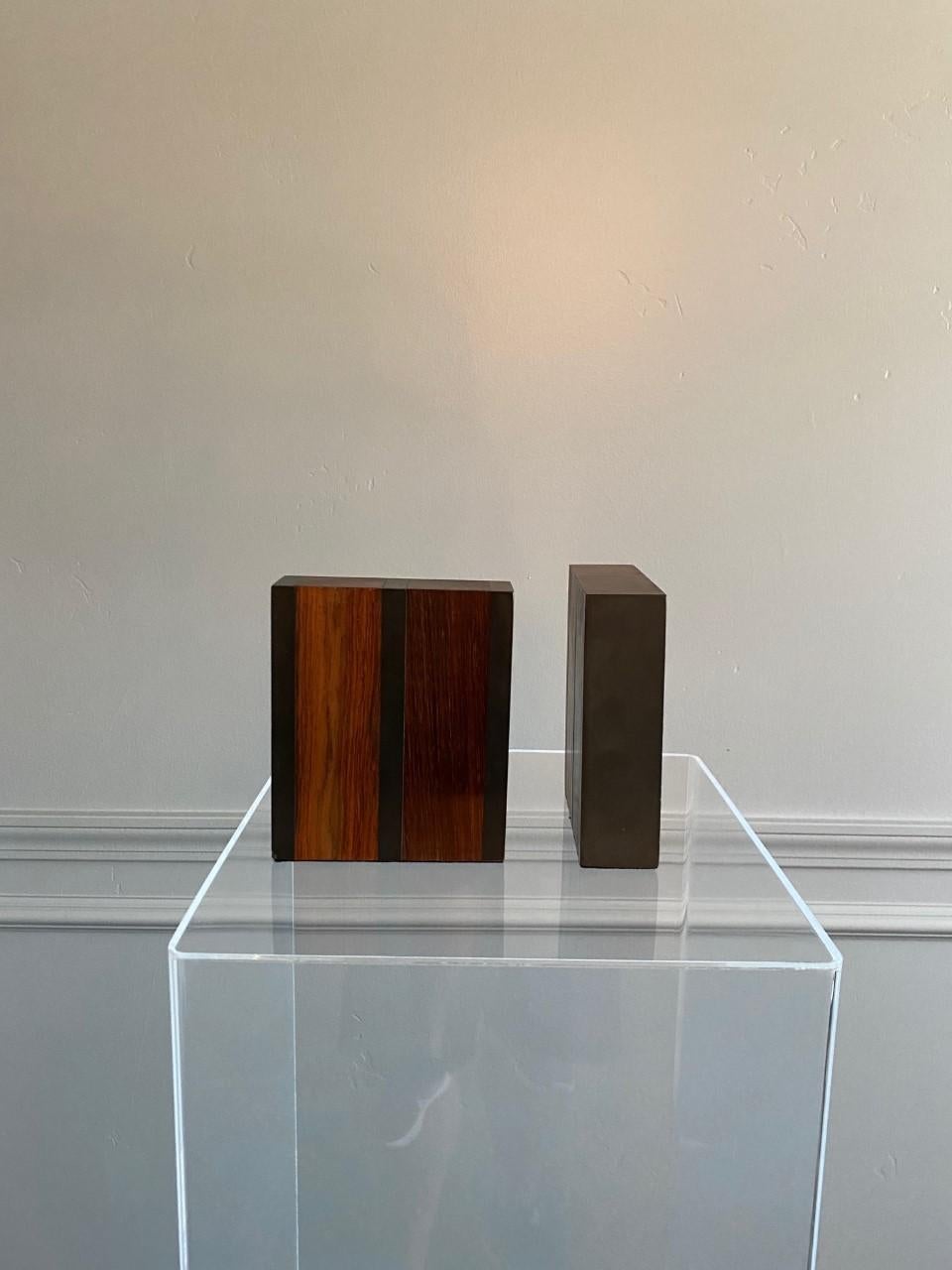 Mid-Century Modern Slate and Walnut Bookends by Harpswell House