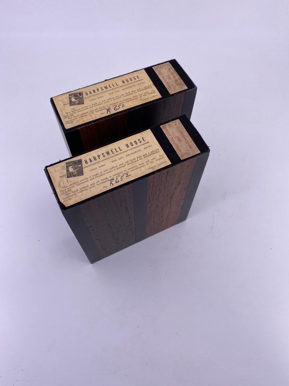 Slate and Walnut Bookends by Harpswell House In Good Condition In San Diego, CA