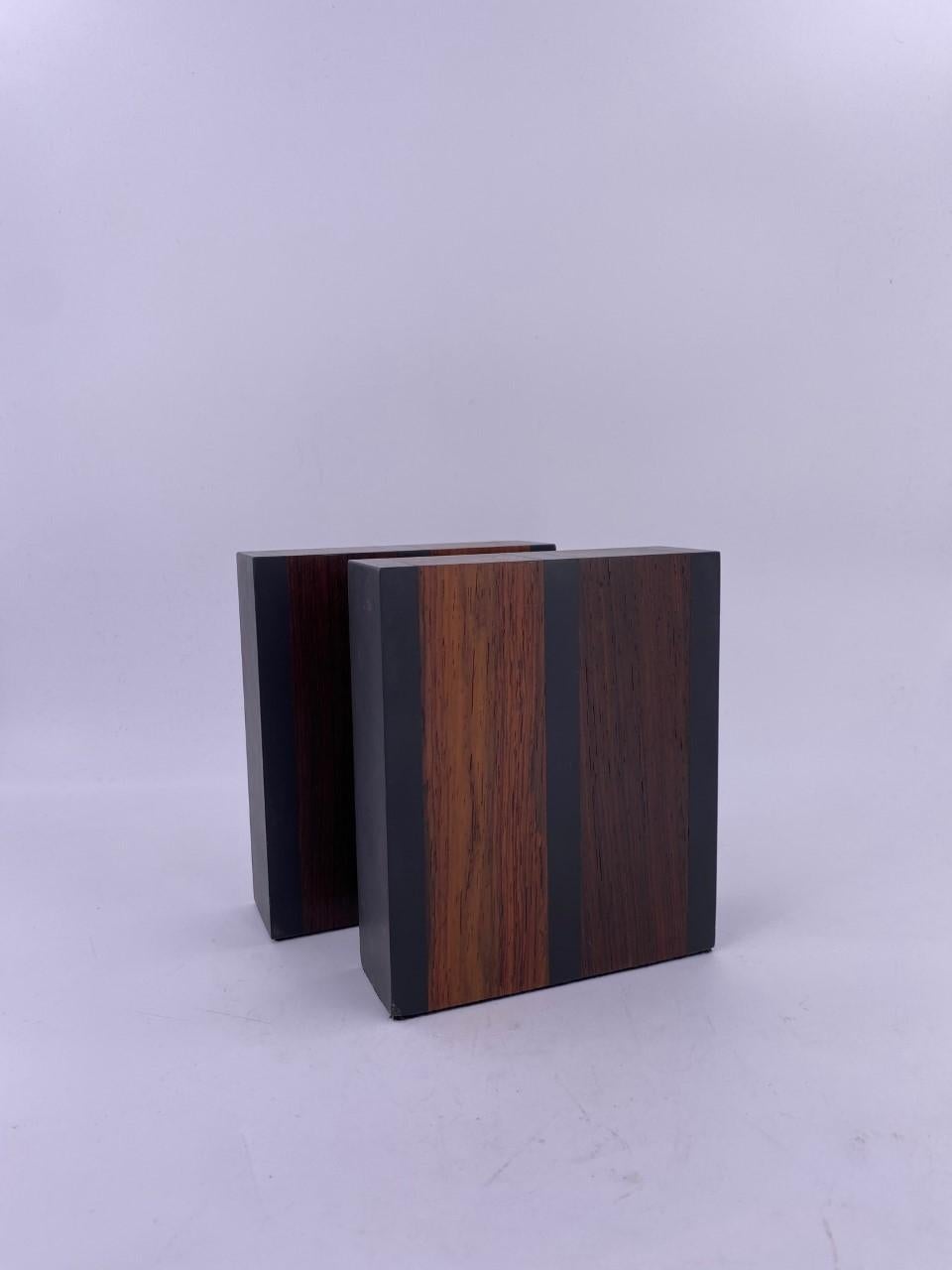Mid-20th Century Slate and Walnut Bookends by Harpswell House