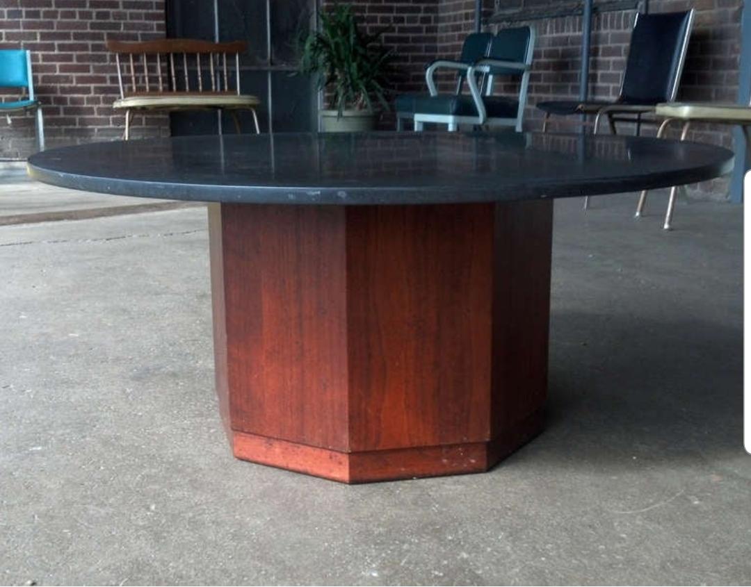 Mid-Century Modern Coffee - Cocktail Table by Fred Kemp In Soapstone and Walnut For Sale