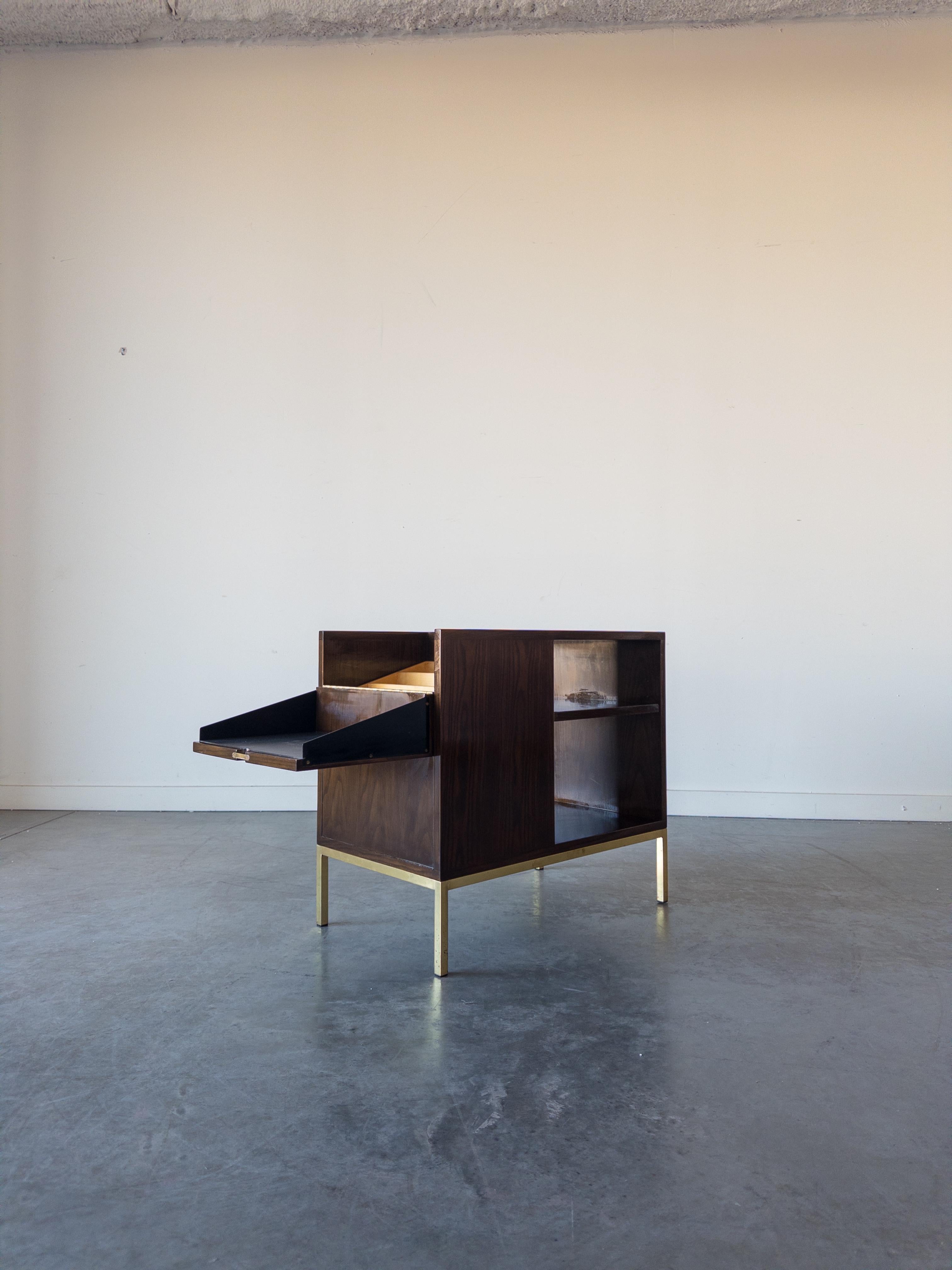 Mid-Century Modern Slate and Walnut Dry Bar Table by Edward Wormley for Dunbar For Sale