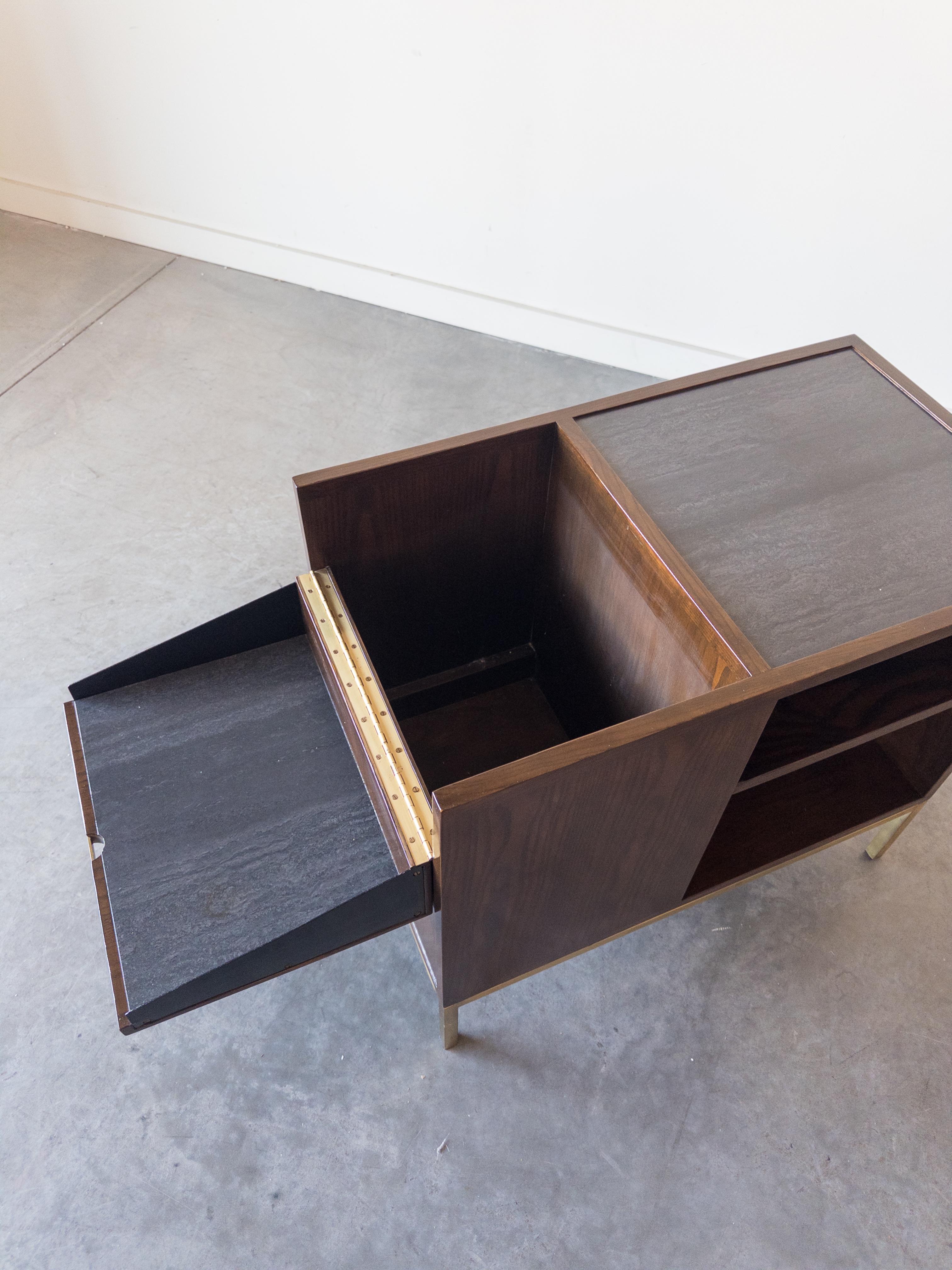 Mid-20th Century Slate and Walnut Dry Bar Table by Edward Wormley for Dunbar For Sale