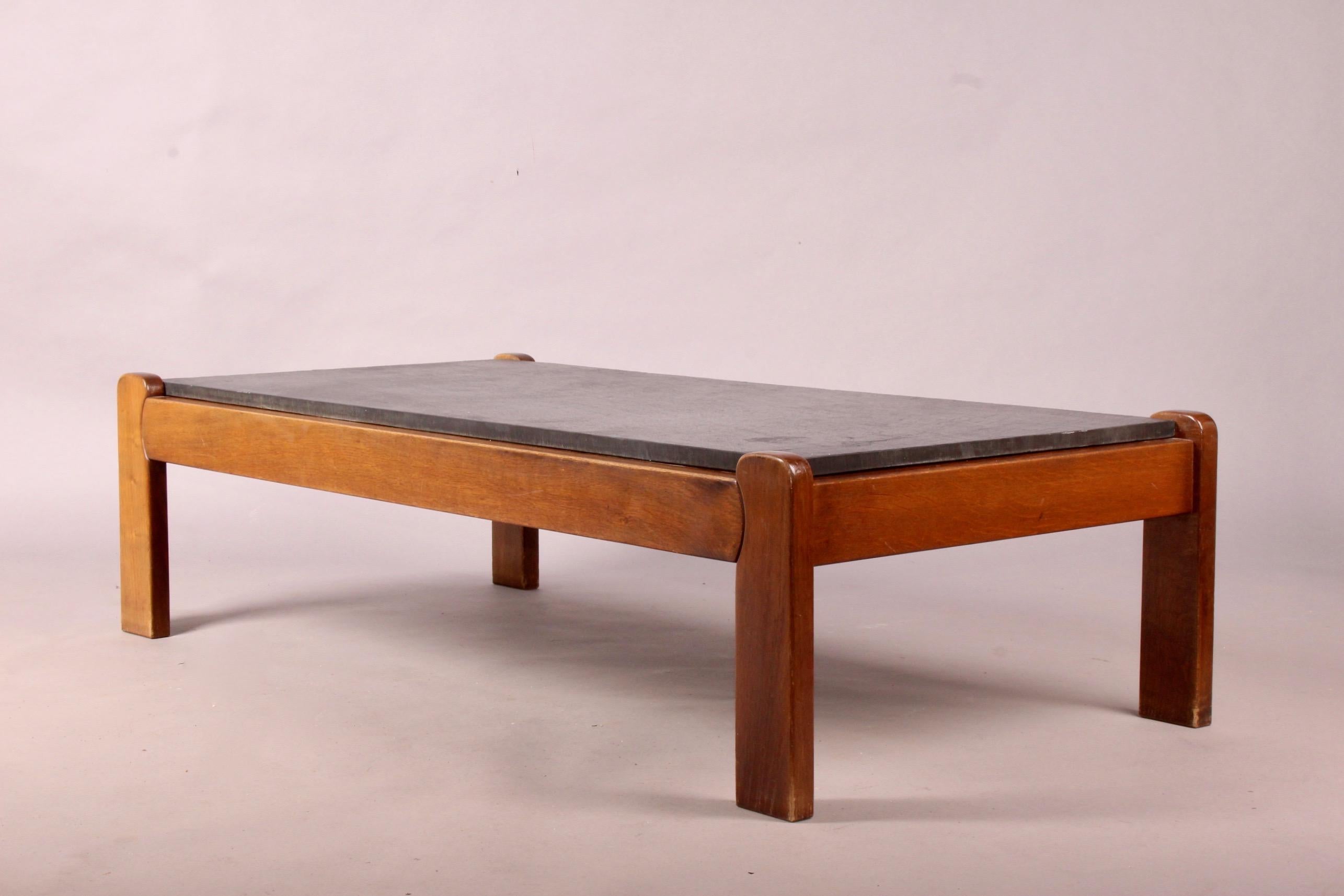 Slate and Wood Rectangular Coffee Table 1