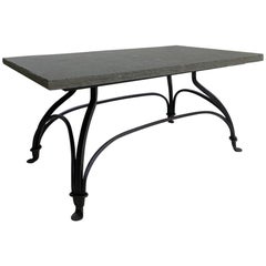 Slate and Wrought Iron Coffee Table