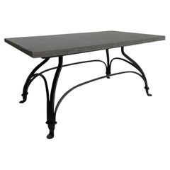 Slate and Wrought Iron French Bistro Style Coffee Table
