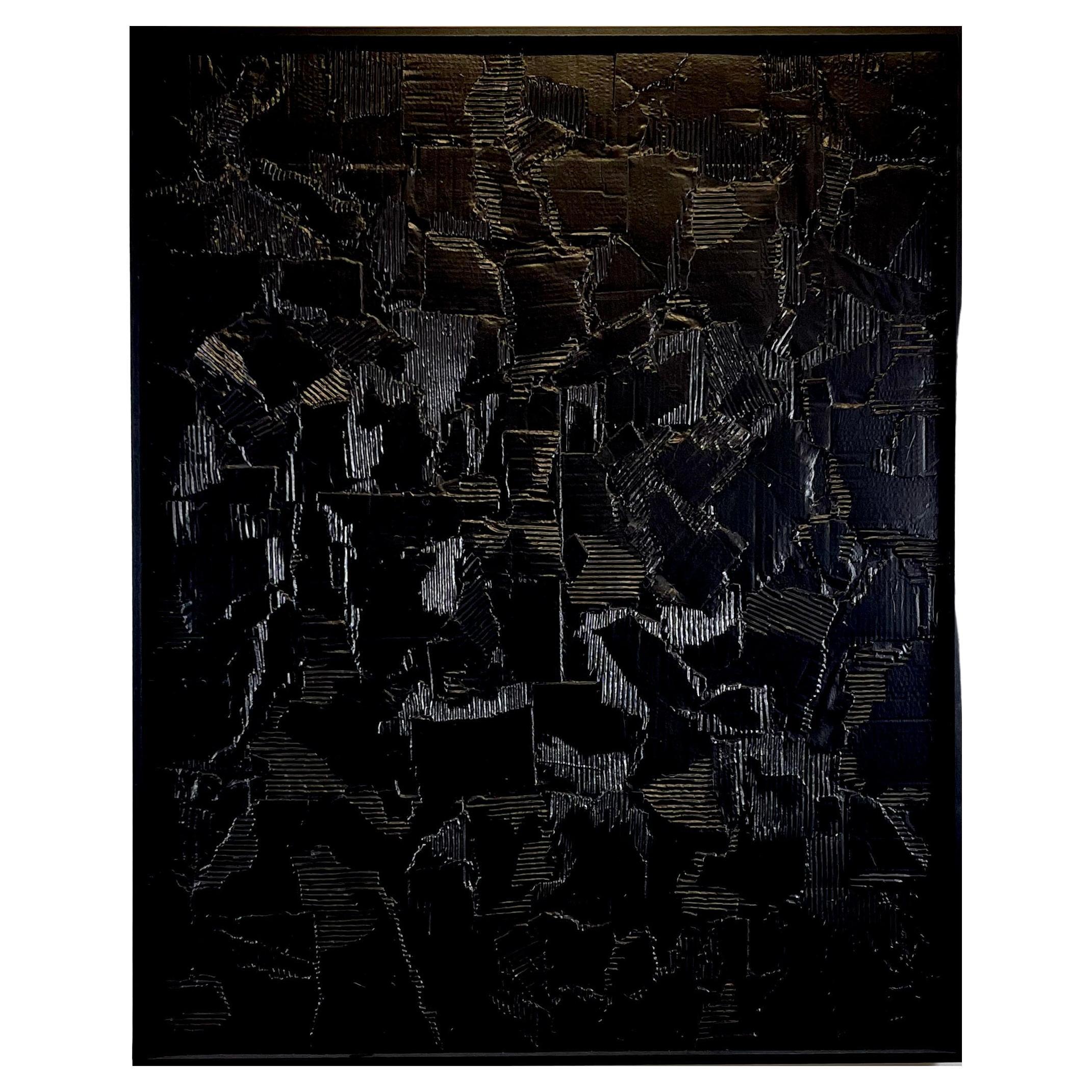 Black Slate by artist Jordan Tabachnik, mix media on board, sculptural art