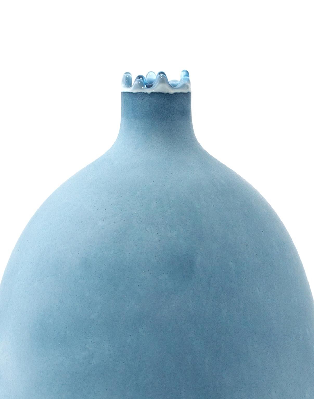 Post-Modern Slate Blue Mercury Vase by Elyse Graham For Sale