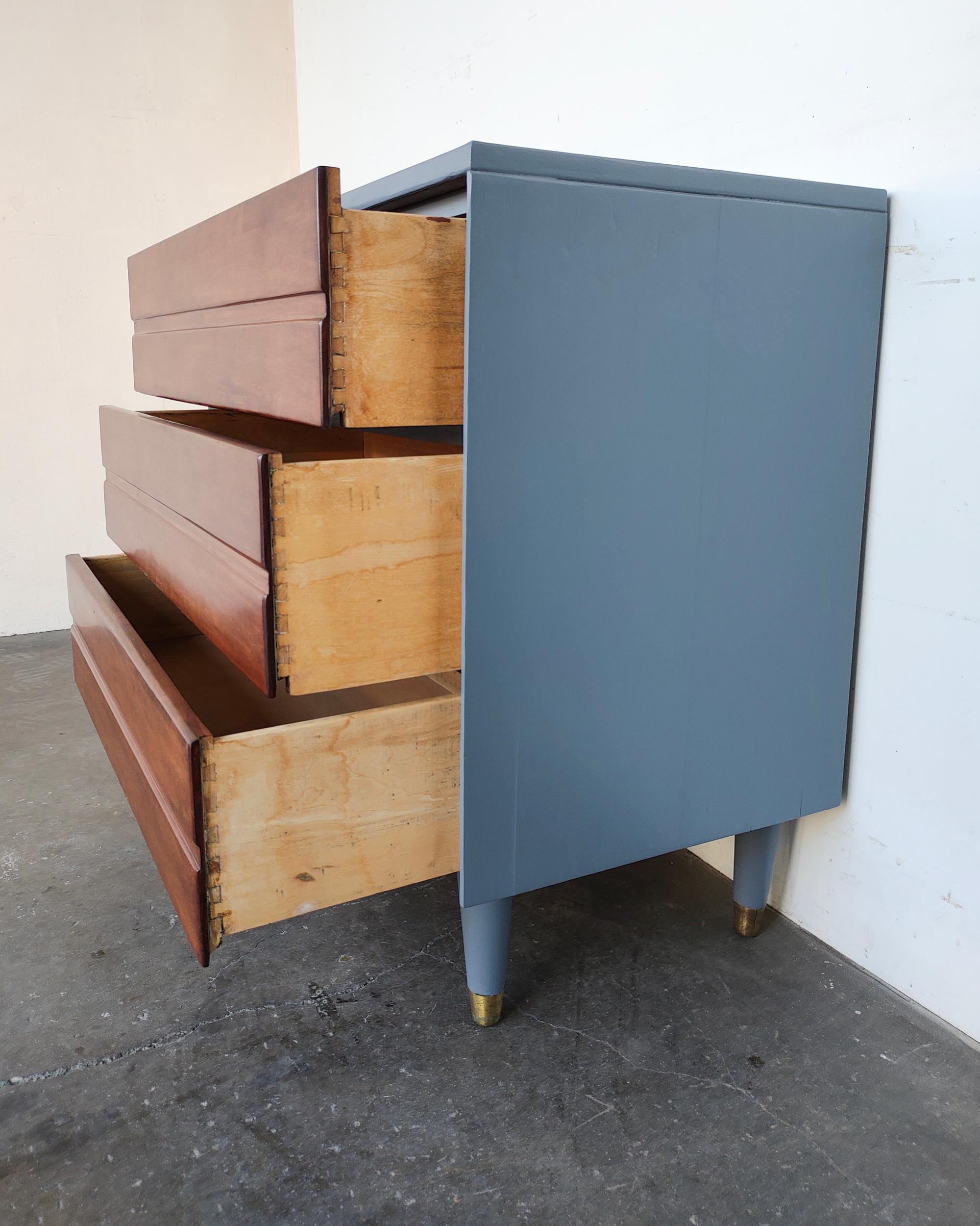 20th Century Slate Blue Mid-Century Cherry Chest of Drawers