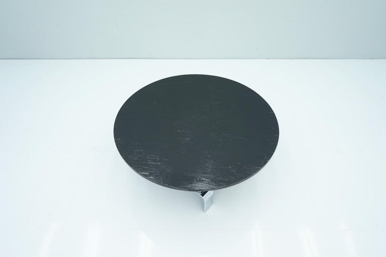 Slate Coffee Table with a Chrome Base, France, 1970s For Sale 4