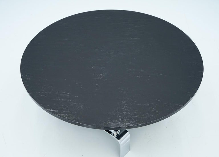 Slate Coffee Table with a Chrome Base, France, 1970s For Sale 5
