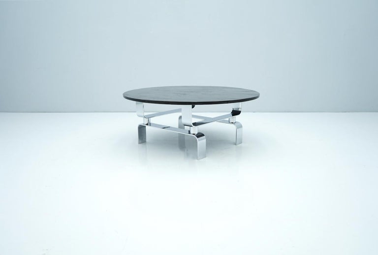 Coffee table with slate tabletop and chrome frame, France, 1970s.

Good to very good condition.
  