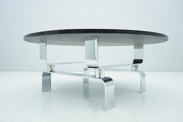 Slate Coffee Table with a Chrome Base, France, 1970s For Sale 3