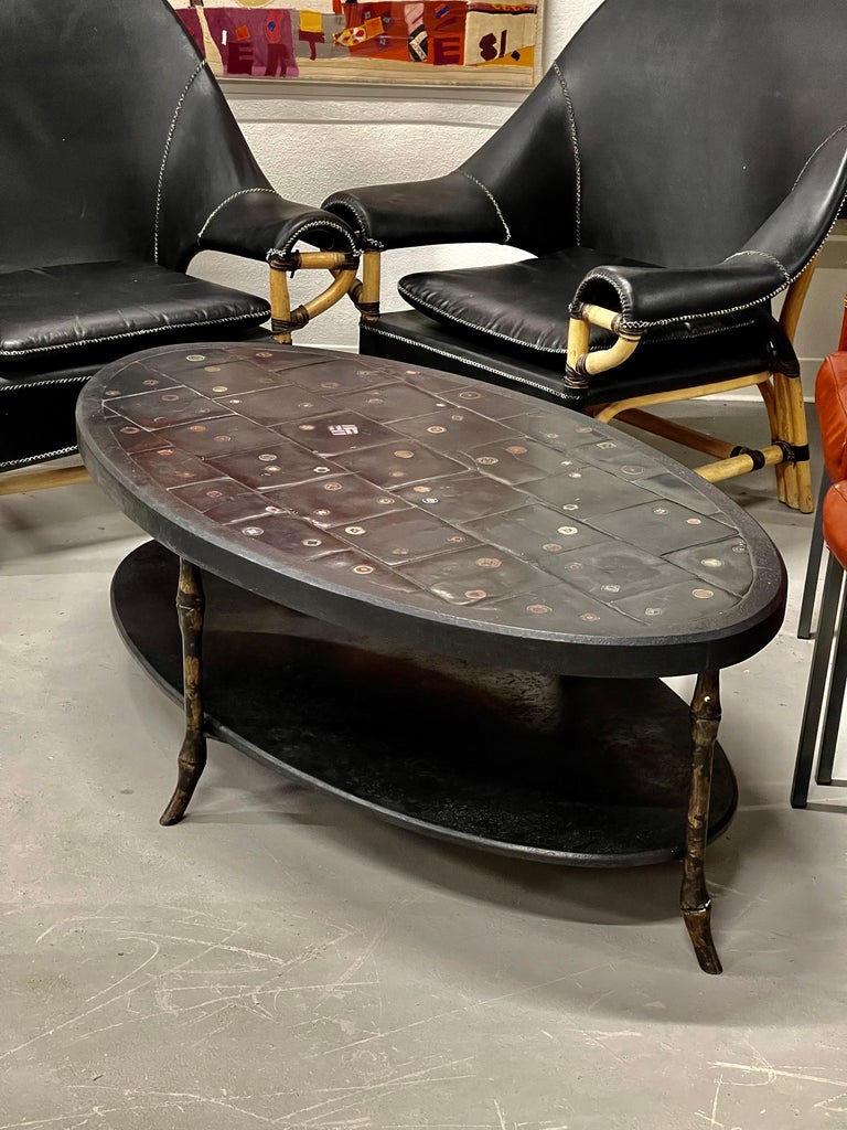 Slate Coffee Table with Inlay at 1stDibs