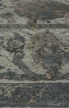 Slate Gray Abstract Botanical Rug "Mosaic Canopy" by Doris Leslie Blau