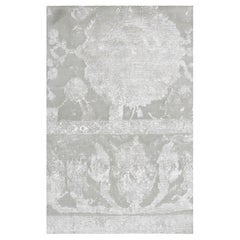 Slate Gray Abstract Botanical Rug "Mosaic Canopy" by Doris Leslie Blau