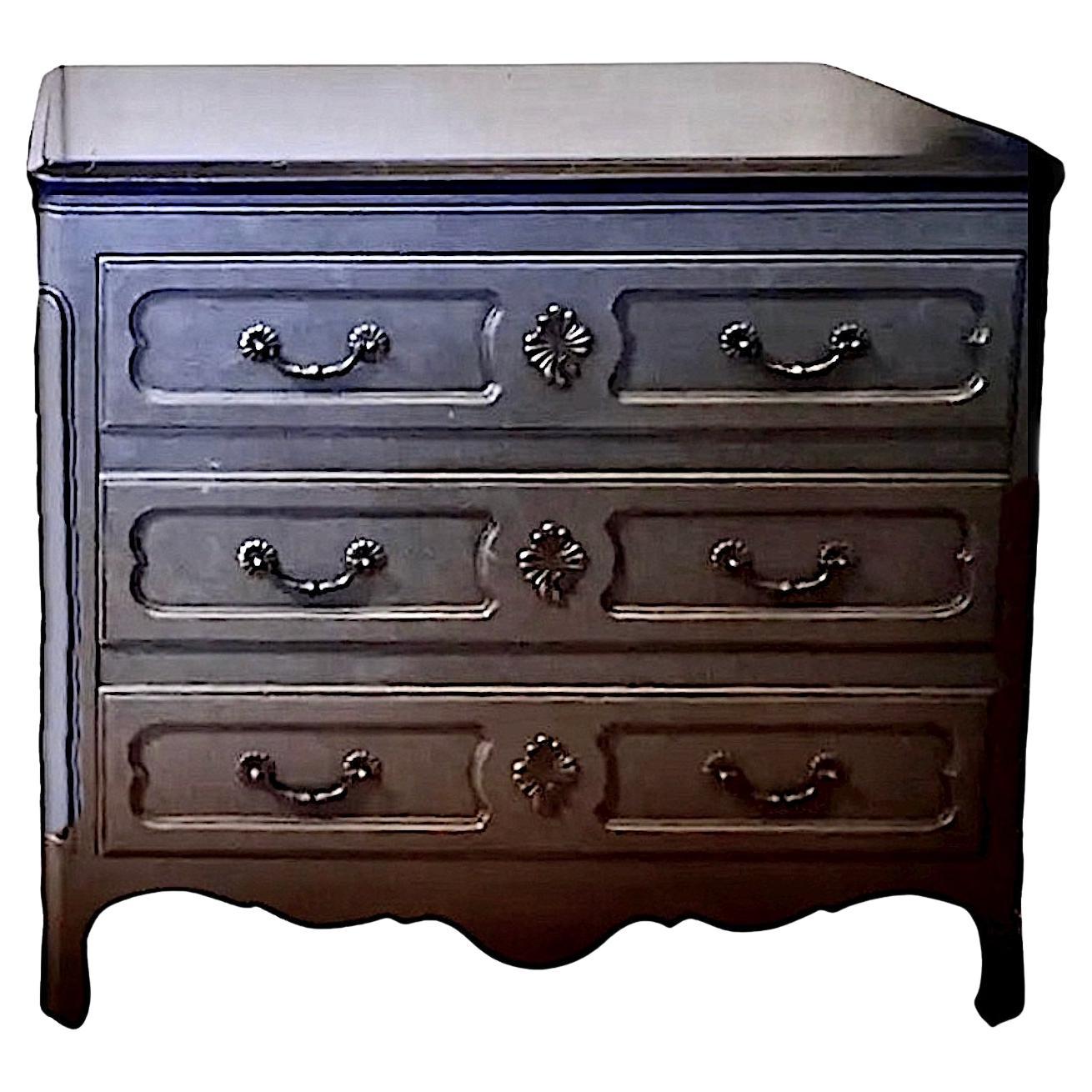 Slate Gray French Provincial-Style Dresser with Black Marble Top by Widdicomb For Sale