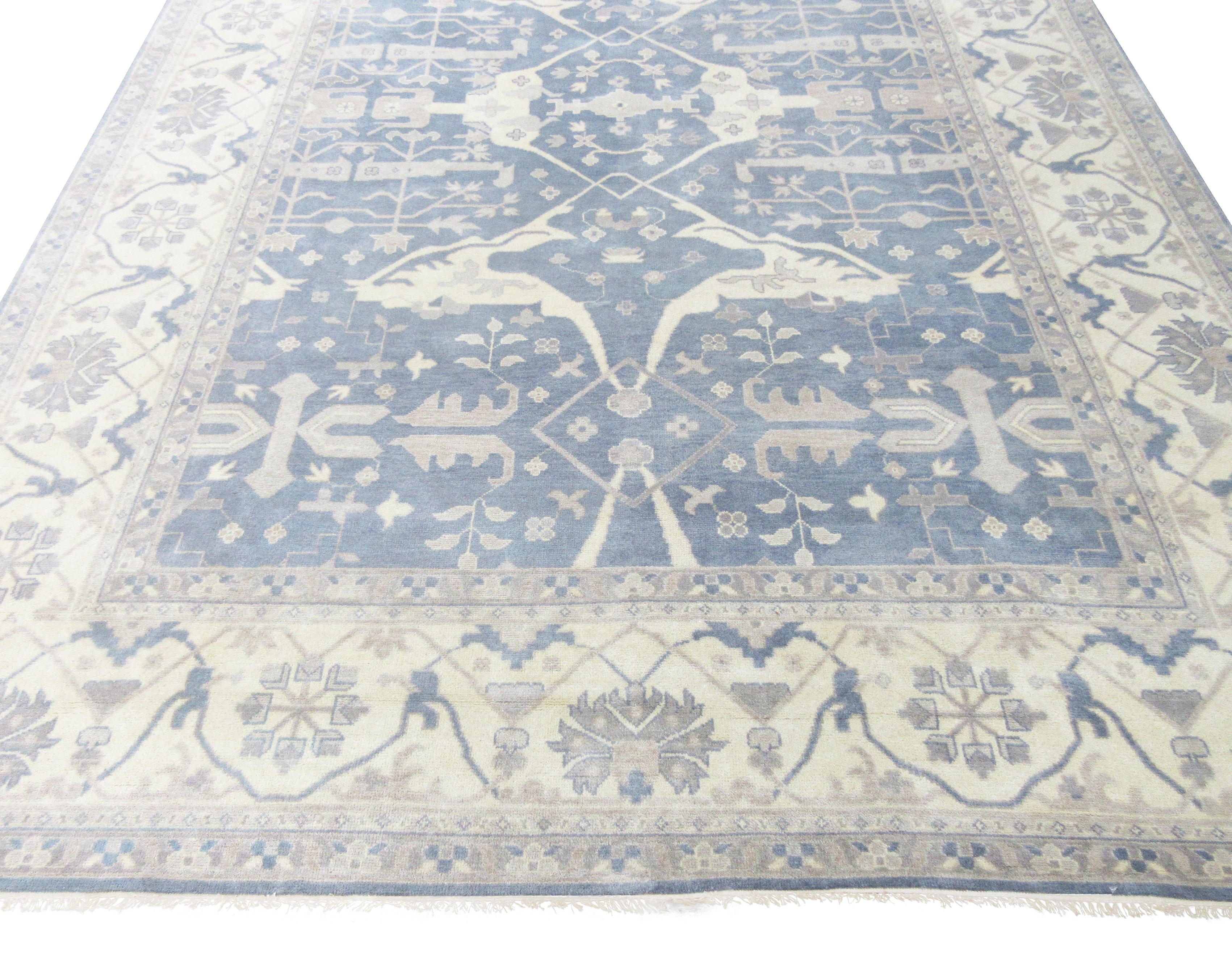 Indian Slate-Gray Oushak Area Rug For Sale