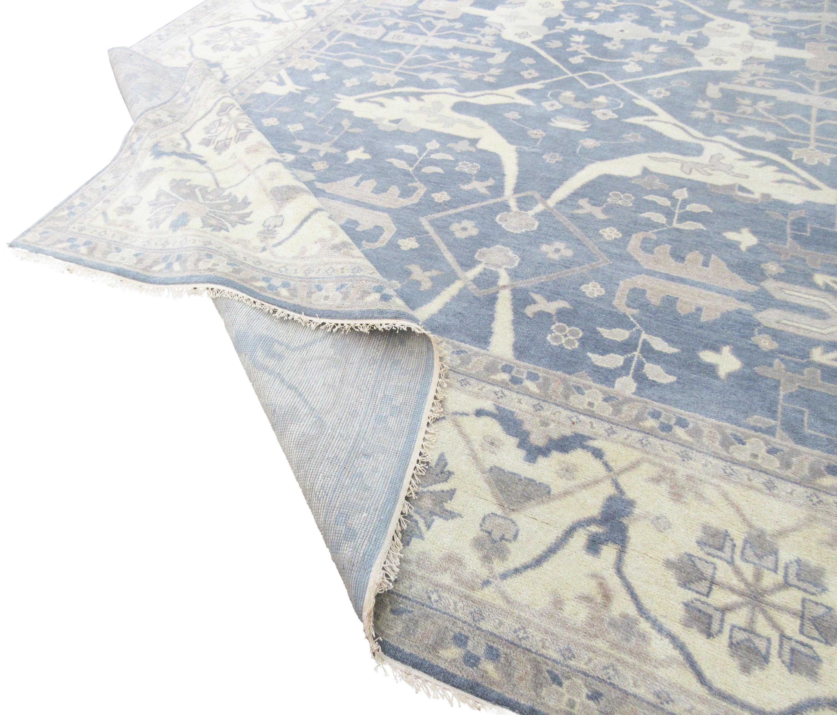 Contemporary Slate-Gray Oushak Area Rug For Sale