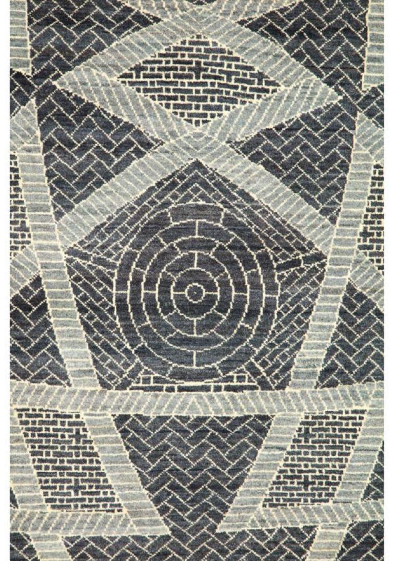 Hand-Knotted Slate Gray Square Art Deco Persian Carpet, Wool, Orley Shabahang, 8' x 8' For Sale