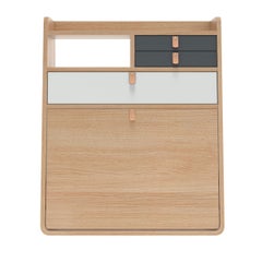 Slate Grey Drawers Gaston Floating Writing Desk 60 cm Natural Oak by HARTO