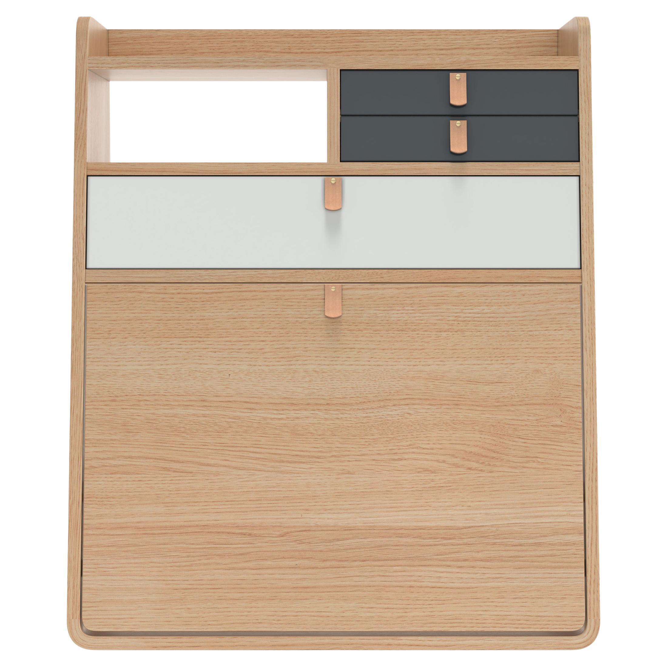 Cassetti grigio ardesia Gaston Scrivania fluttuante 60 cm Oak Oak
