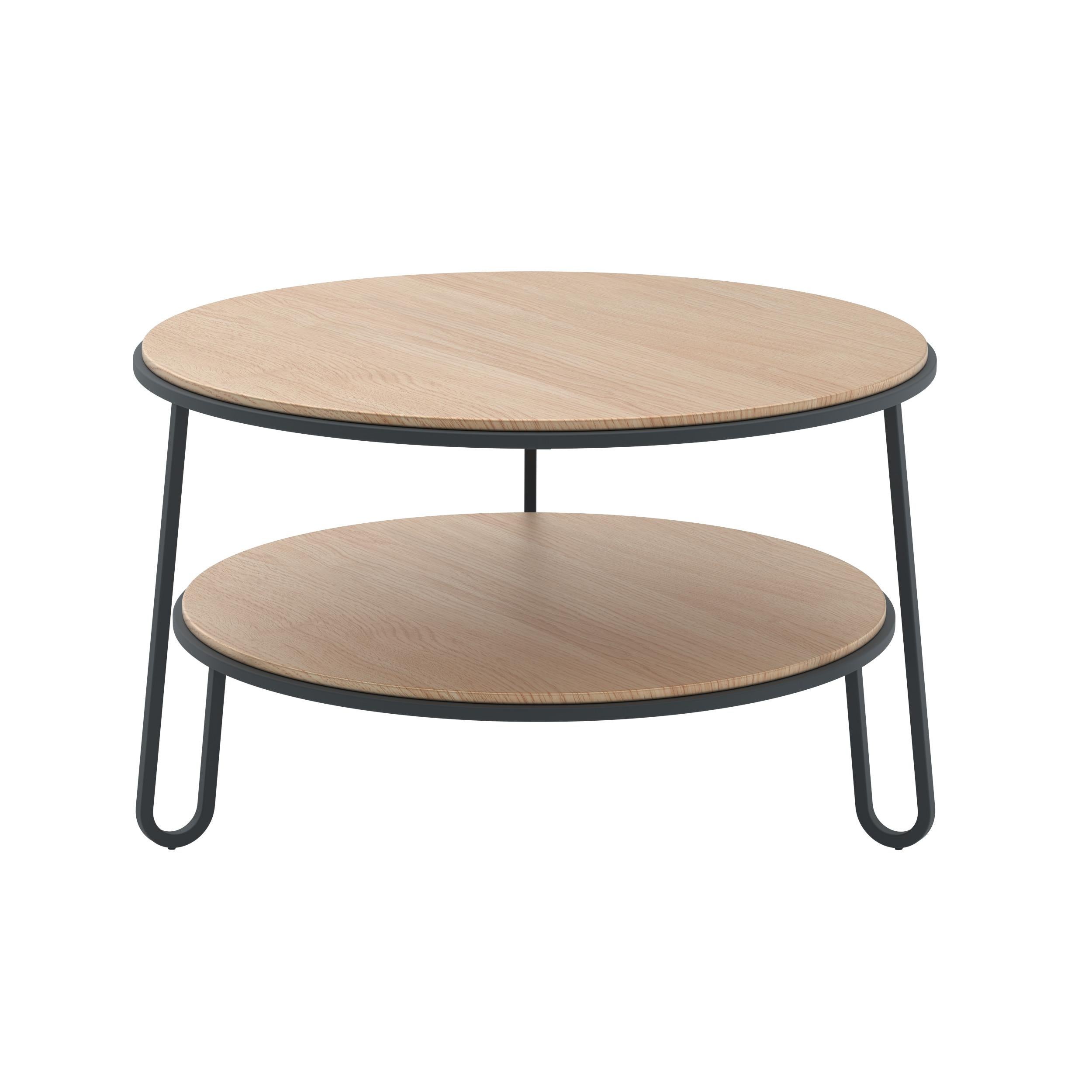 Postmoderne Table basse Eugénie en métal gris ardoise 70 Oak par HARTO en vente
