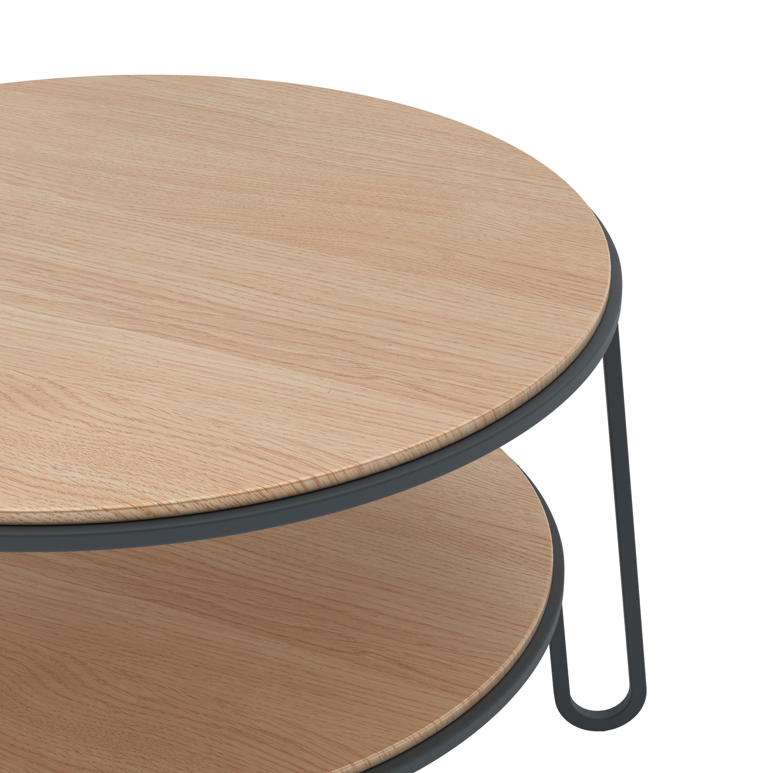 Portugais Table basse Eugénie en métal gris ardoise 70 Oak par HARTO en vente