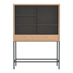 Slate Grey Metal Gabin Cabinet Natural Oak by HARTO