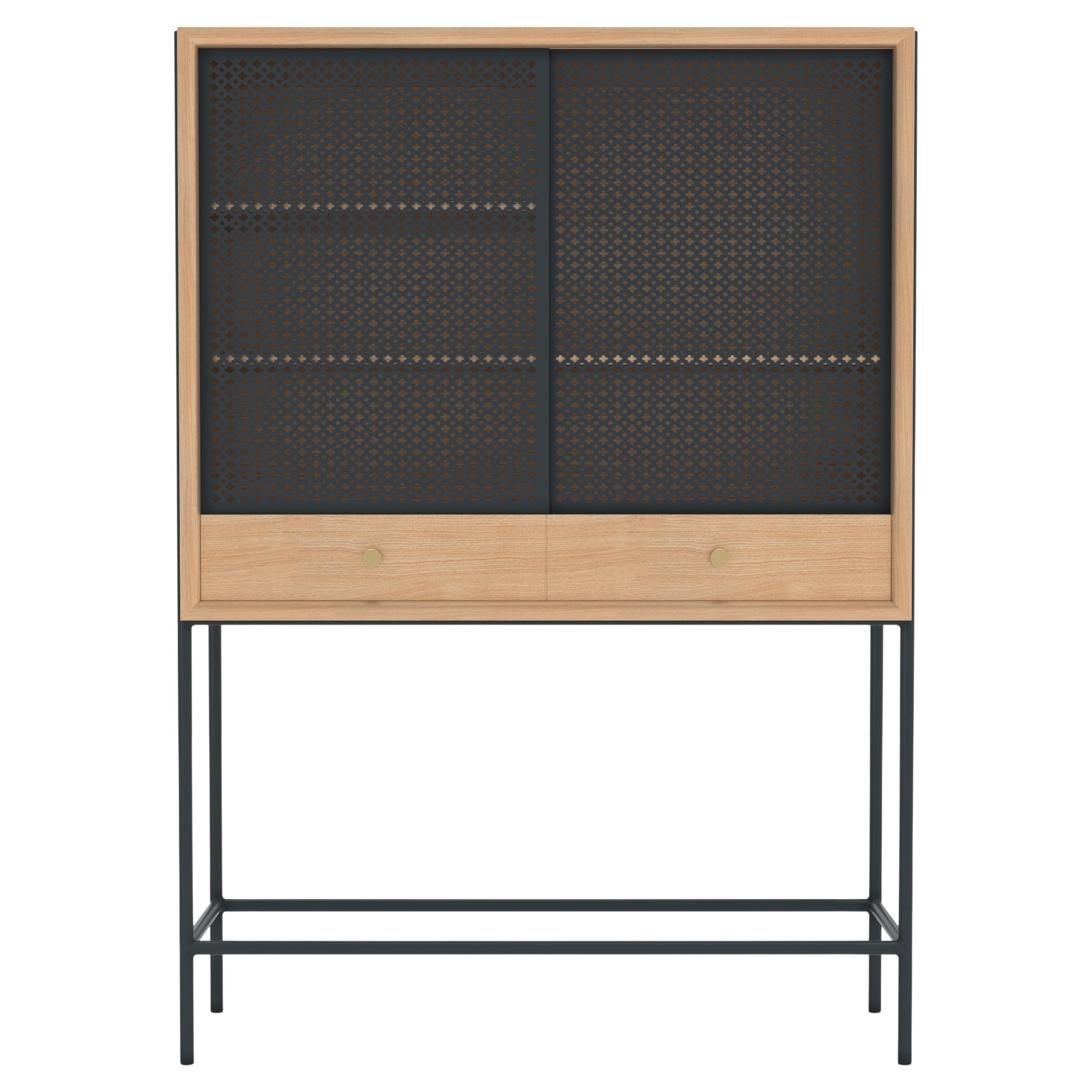 Armario Gabin de metal gris pizarra roble natural by HARTO