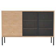 Aparador alto Gabin de metal gris pizarra Roble natural by HARTO